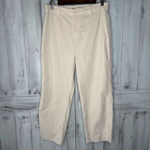 FRANK & EILEEN KINSALE HIGH RISE WIDE LEG CROPPED CORDUROY PANTS CREAM IVORY 10